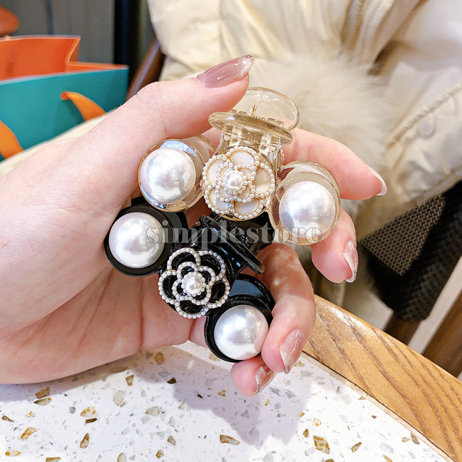 A198 - Cặp dọc Elegant Retro Camellia with pearl Tongs pin