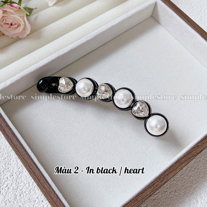 A221 - Cặp dọc Pearl and crystal rhinestone Banana pin