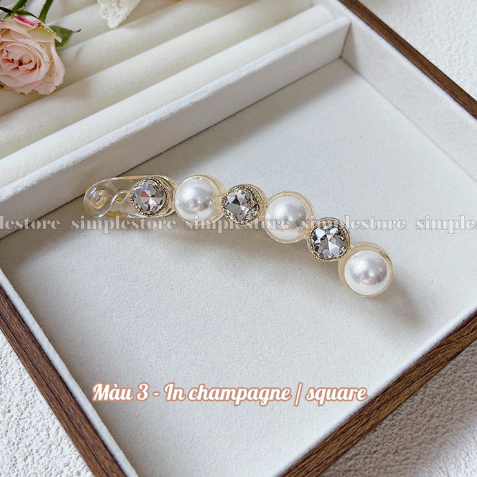 A221 - Cặp dọc Pearl and crystal rhinestone Banana pin