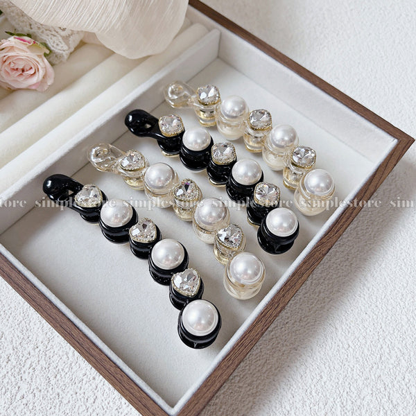 A221 - Cặp dọc Pearl and crystal rhinestone Banana pin