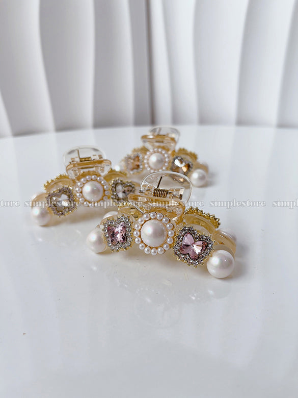 A224 - Cặp dọc Juhe crystal rhinestone butterfly Tongs pin