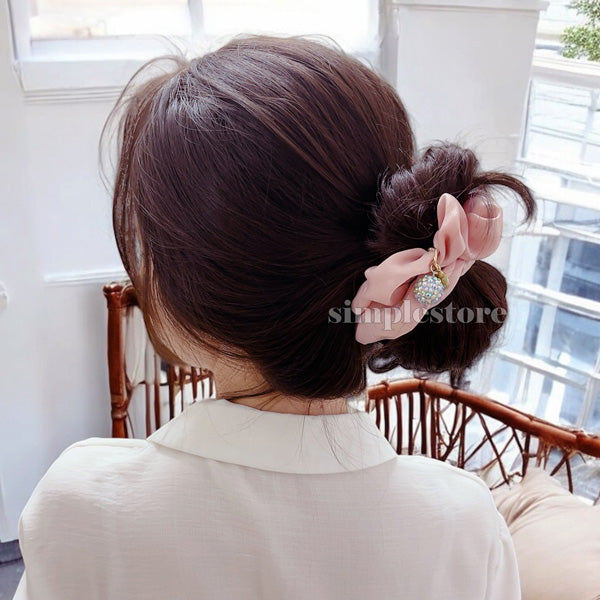 A206 - Dây buộc Amelie elegant silk hair rope with Korea ball rhinestone