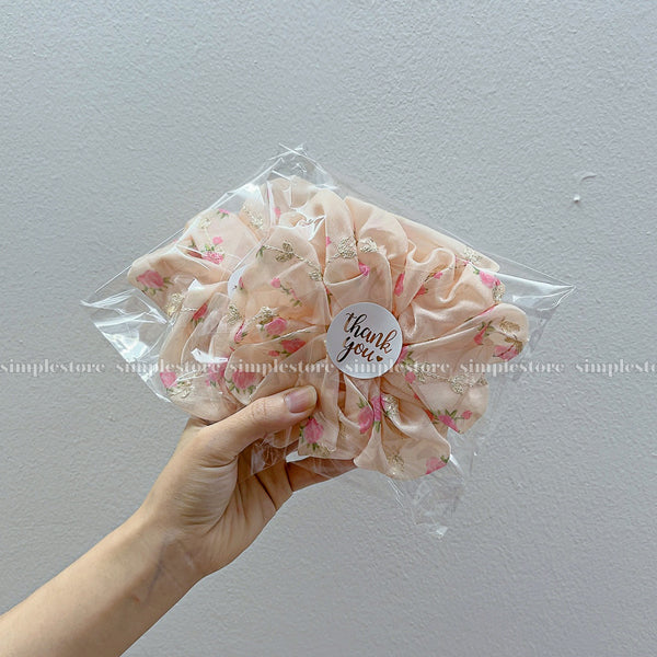 A241 - Dây buộc Sweet floral embroidery scrunchies
