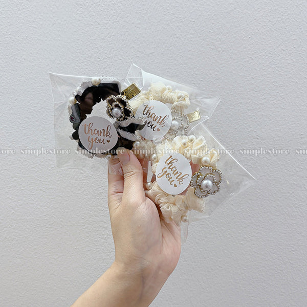 A243- Dây buộc Holly Camellia pearl pleated hair rope