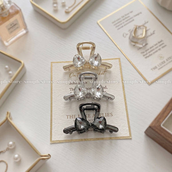 A259 - Kẹp tóc Sparkly crystal bow mini claw clip