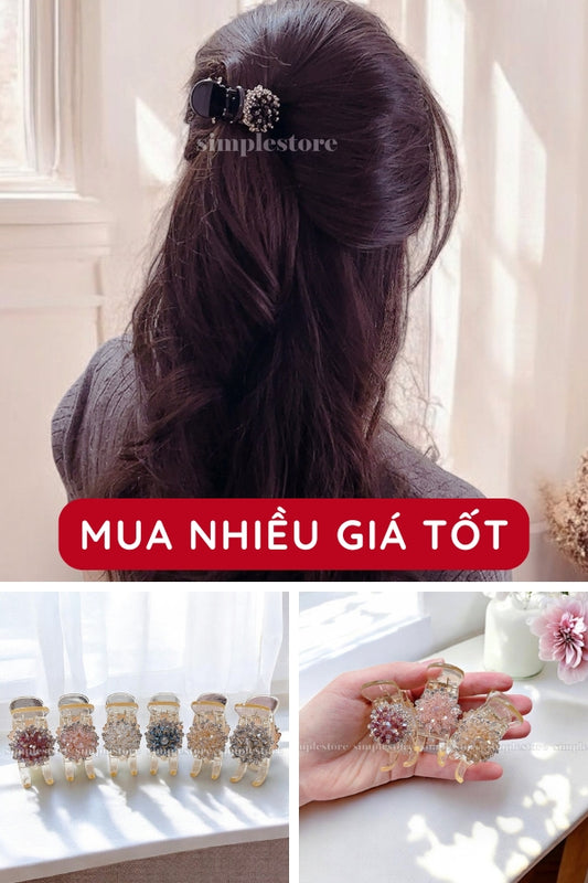 A209 - [Size 3 răng] Càng cua Viola crystal flower haircaught