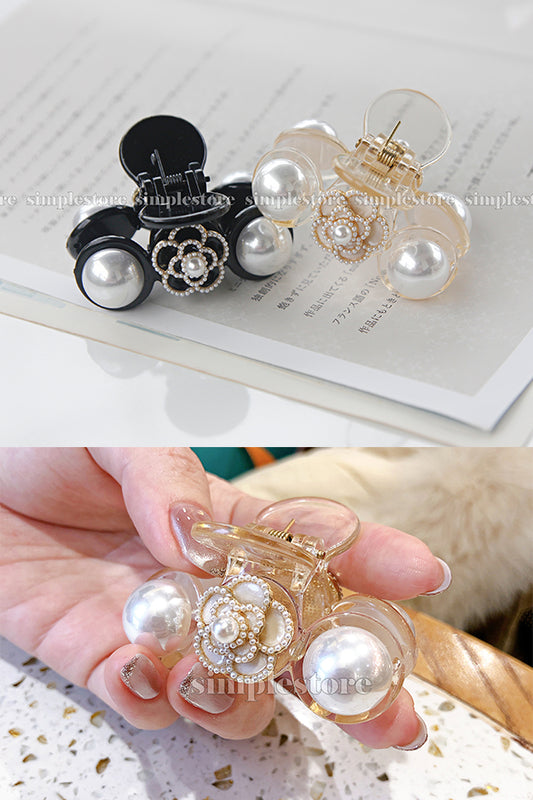 A198 - Cặp dọc Elegant Retro Camellia with pearl Tongs pin