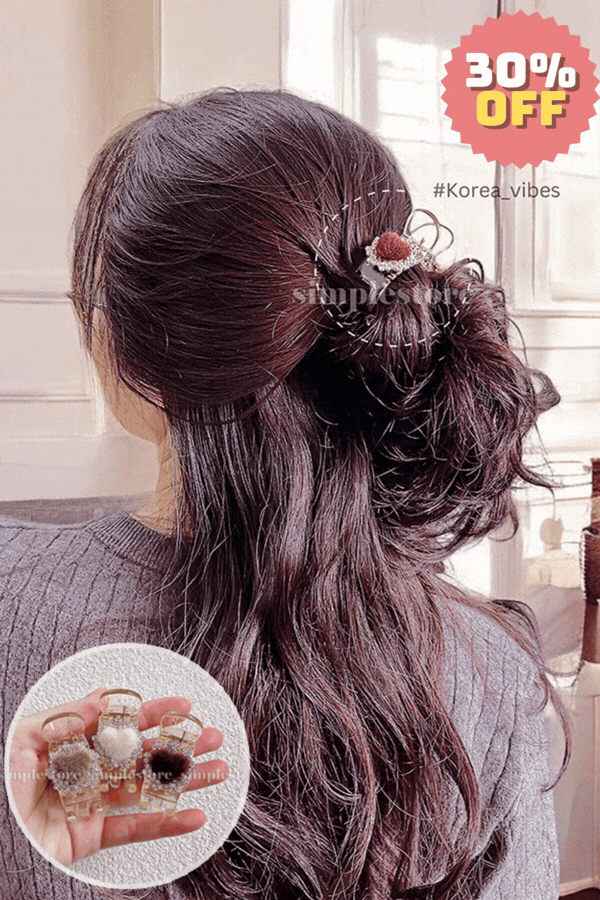 A205 - Càng cua Windy haircaught with sweet heart and rhinestone