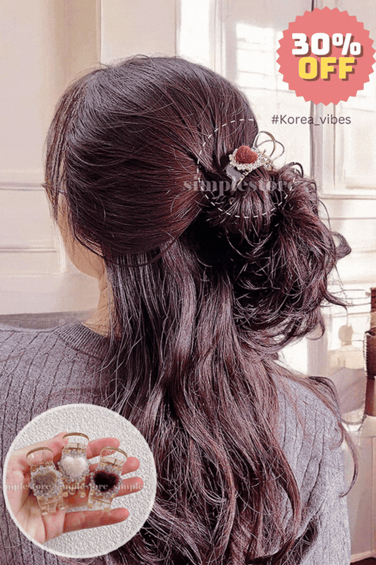 A205 - Càng cua Windy haircaught with sweet heart and rhinestone
