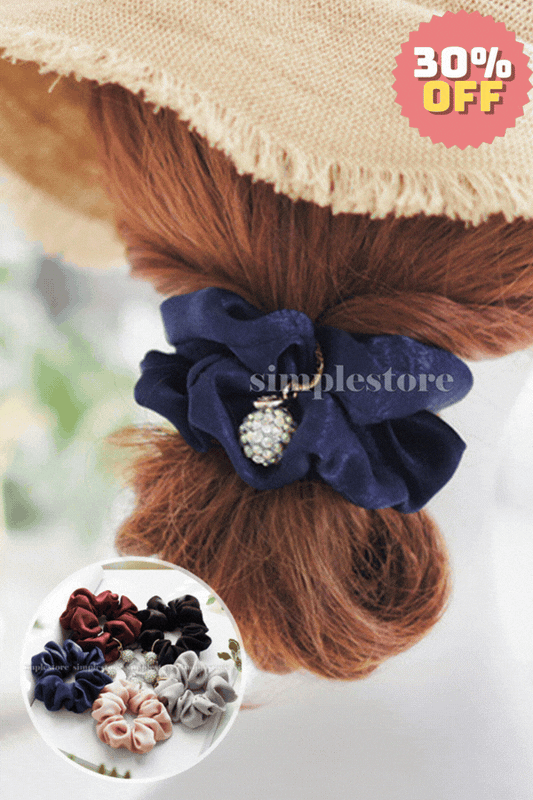 A206 - Dây buộc Amelie elegant silk hair rope with Korea ball rhinestone