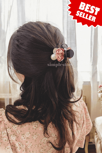 A217 - [Size 3 răng] Càng cua Pearl Tiny Amelia flower haircaught