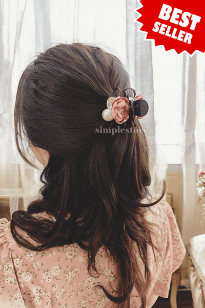 A217 - [Size 3 răng] Càng cua Pearl Tiny Amelia flower haircaught