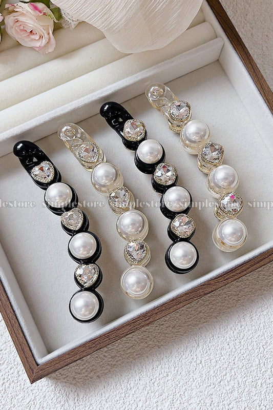 A221 - Cặp dọc Pearl and crystal rhinestone Banana pin