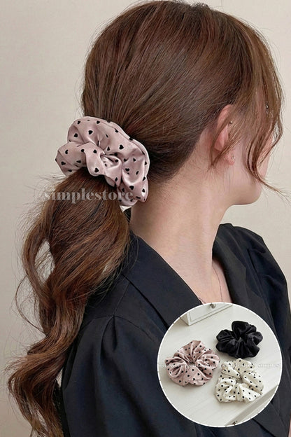 A234 - Dây buộc Sarah high-grade scrunchies, trendy and elegant with sweet flocked heart