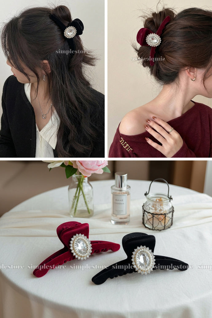 A240 - Cặp dọc Celia premium velvet with bright sun rhinestone Tongs pin