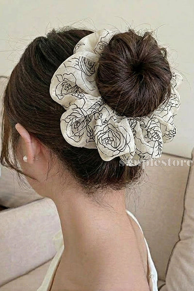 A249 - Dây buộc Retro camellia printed scrunchies