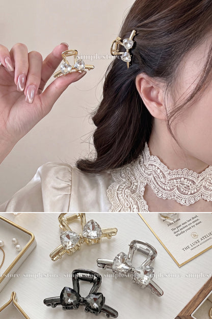 A259 - Kẹp tóc Sparkly crystal bow mini claw clip