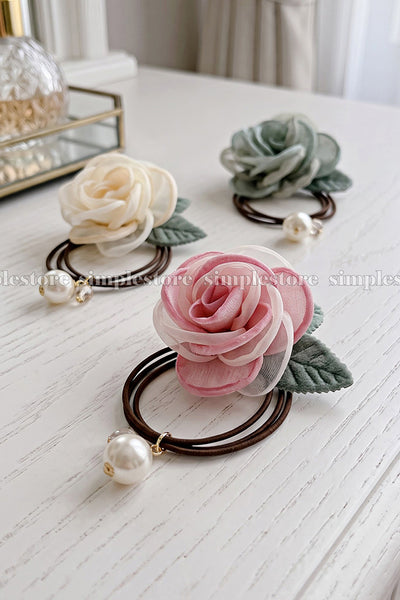 A262 - Dây buộc French Rosette Pearl hair tie