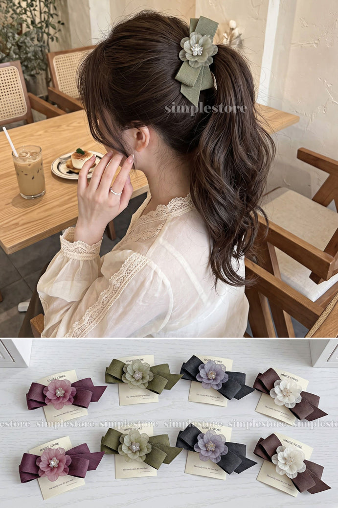 A263 - Kẹp bấm Grace Rose crystal hairbow
