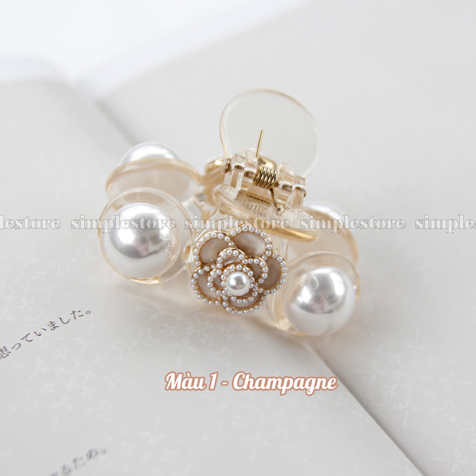 A198 - Cặp dọc Elegant Retro Camellia with pearl Tongs pin