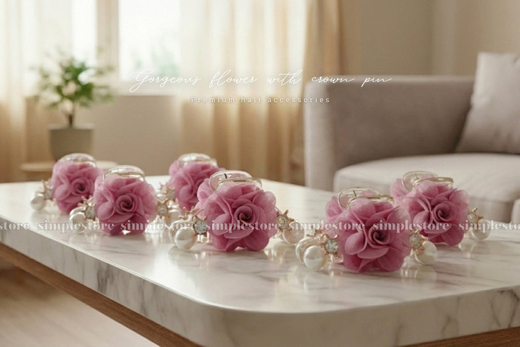 A200 - Cặp dọc Gorgeous Flower with crown Pin
