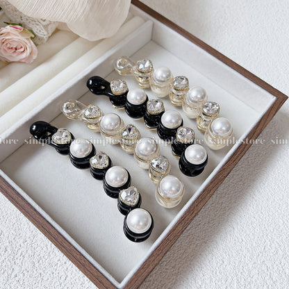 A221 - Cặp dọc Pearl and crystal rhinestone Banana pin