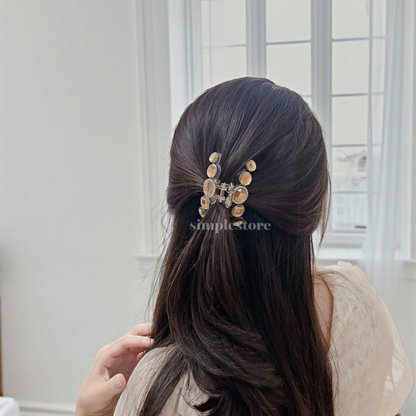 A225 - Cặp dọc Mocha crystal Tongs pin (Medium size)