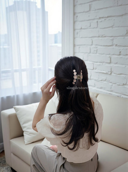 A225 - Cặp dọc Mocha crystal Tongs pin (Medium size)