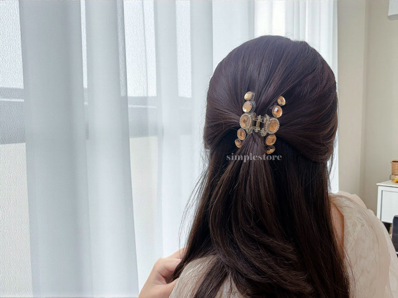 A225 - Cặp dọc Mocha crystal Tongs pin (Medium size)