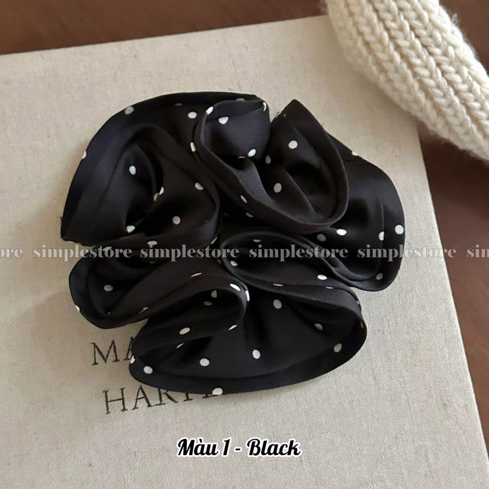 A232 - Dây buộc Claire elegant ruffled polka dot satin scrunchies