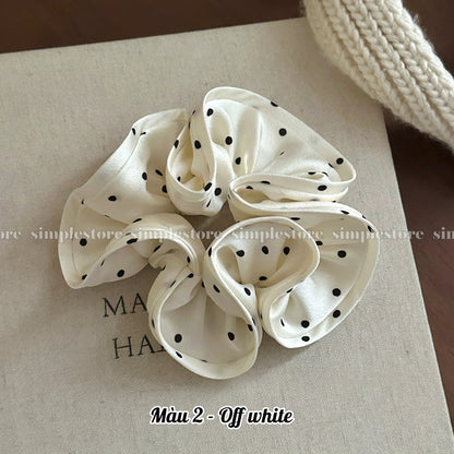 A232 - Dây buộc Claire elegant ruffled polka dot satin scrunchies