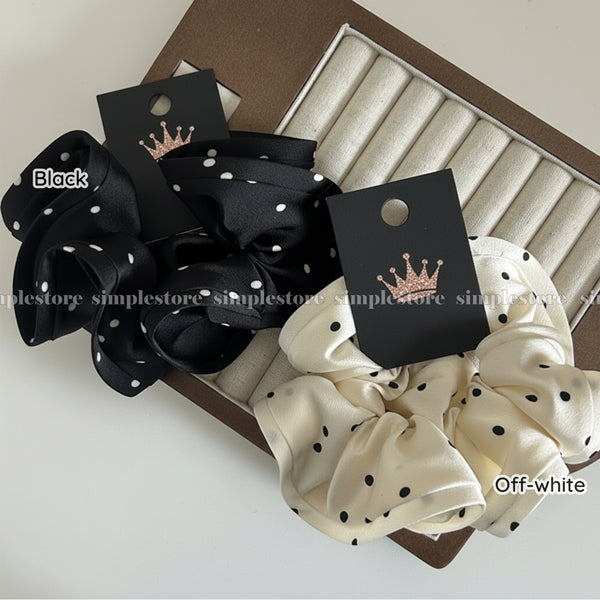 A232 - Dây buộc Claire elegant ruffled polka dot satin scrunchies