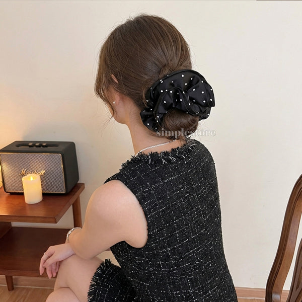 A232 - Dây buộc Claire elegant ruffled polka dot satin scrunchies