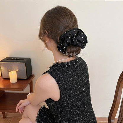 A232 - Dây buộc Claire elegant ruffled polka dot satin scrunchies
