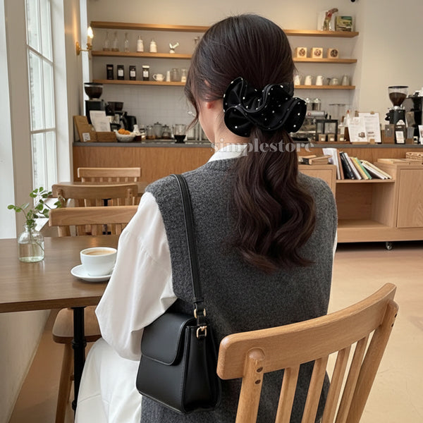 A232 - Dây buộc Claire elegant ruffled polka dot satin scrunchies