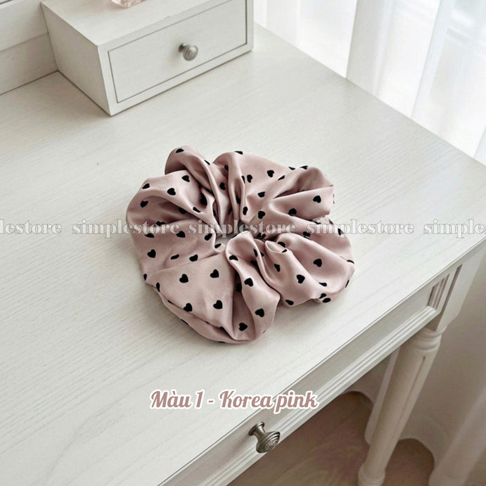 A234 - Dây buộc Sarah high-grade scrunchies, trendy and elegant with sweet flocked heart