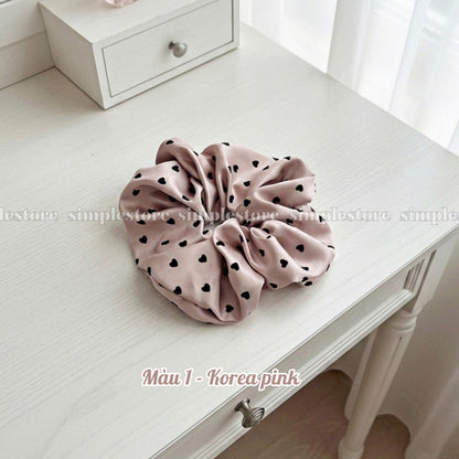 A234 - Dây buộc Sarah high-grade scrunchies, trendy and elegant with sweet flocked heart