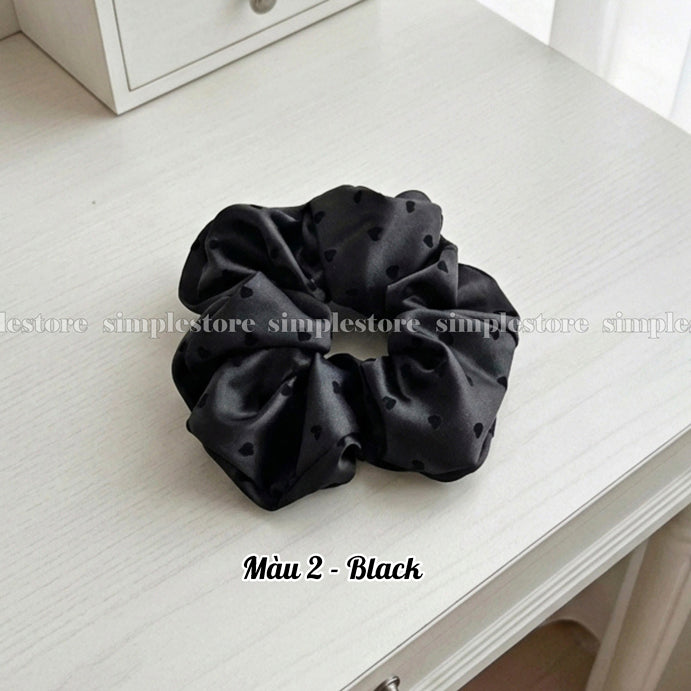 A234 - Dây buộc Sarah high-grade scrunchies, trendy and elegant with sweet flocked heart