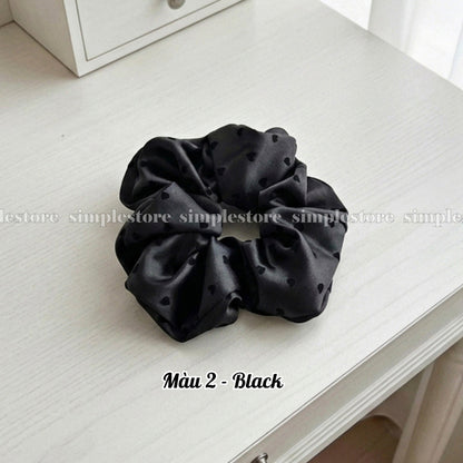A234 - Dây buộc Sarah high-grade scrunchies, trendy and elegant with sweet flocked heart