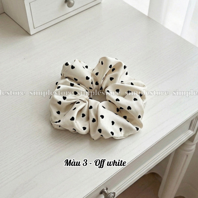A234 - Dây buộc Sarah high-grade scrunchies, trendy and elegant with sweet flocked heart