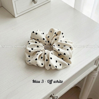 A234 - Dây buộc Sarah high-grade scrunchies, trendy and elegant with sweet flocked heart