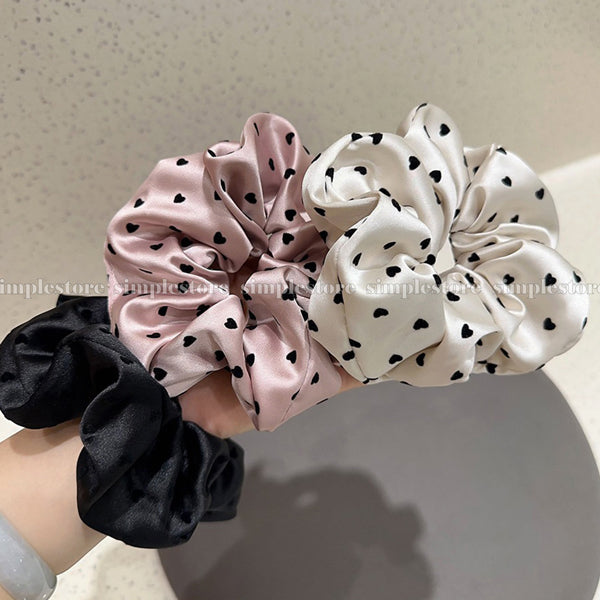 A234 - Dây buộc Sarah high-grade scrunchies, trendy and elegant with sweet flocked heart