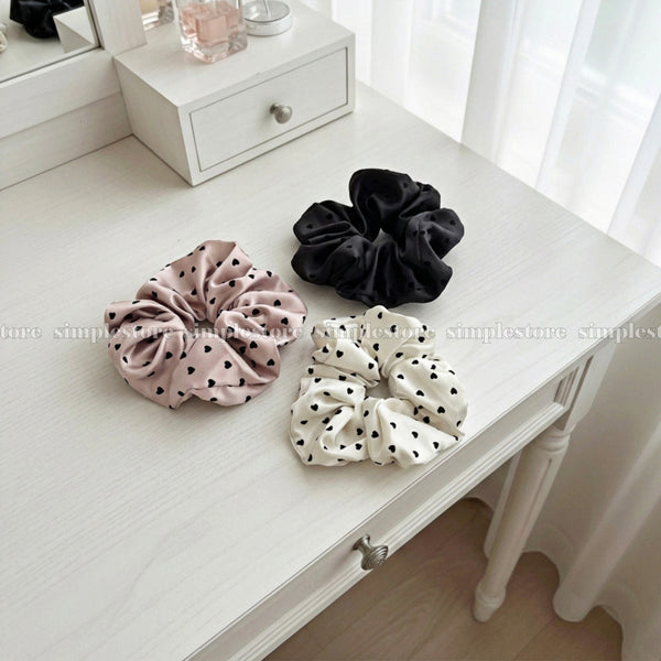 A234 - Dây buộc Sarah high-grade scrunchies, trendy and elegant with sweet flocked heart