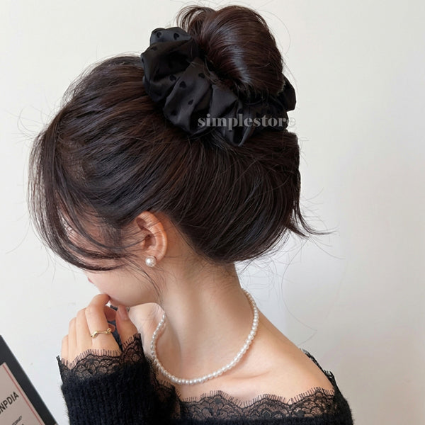 A234 - Dây buộc Sarah high-grade scrunchies, trendy and elegant with sweet flocked heart