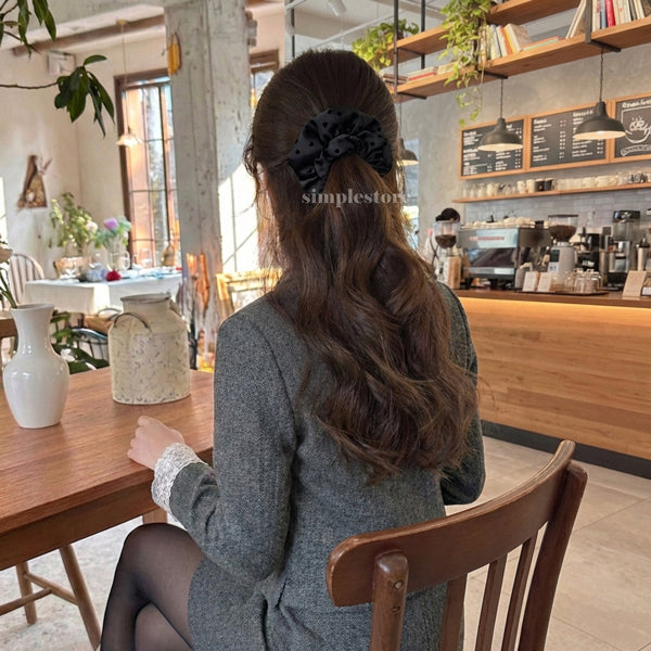 A234 - Dây buộc Sarah high-grade scrunchies, trendy and elegant with sweet flocked heart