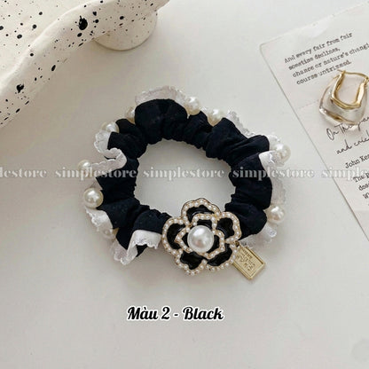 A243- Dây buộc Holly Camellia pearl pleated hair rope