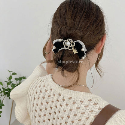 A243- Dây buộc Holly Camellia pearl pleated hair rope