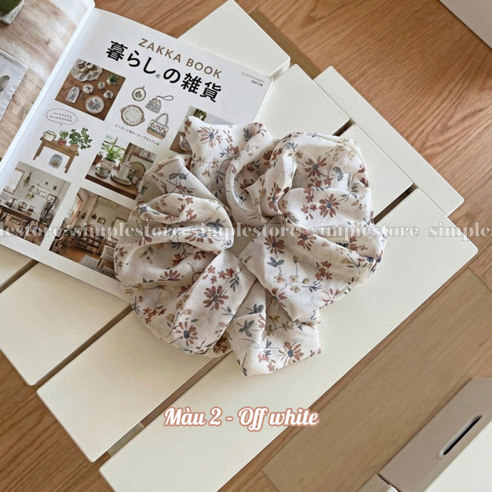 A244 - Dây buộc Premium elegant floral silk chiffon scrunchies