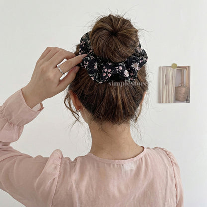 A244 - Dây buộc Premium elegant floral silk chiffon scrunchies