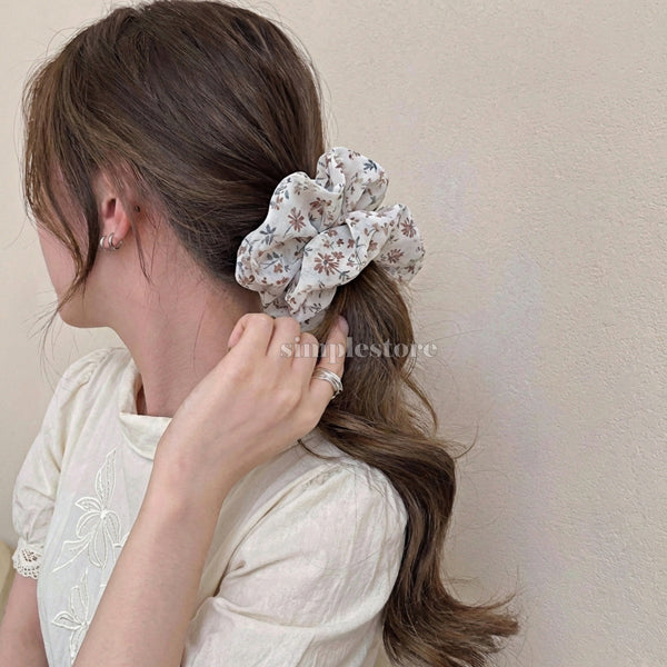 A244 - Dây buộc Premium elegant floral silk chiffon scrunchies